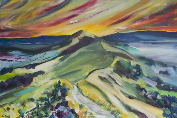 sunsets Malvern Hills walking Caroline Hall worcester countryside art abstract art